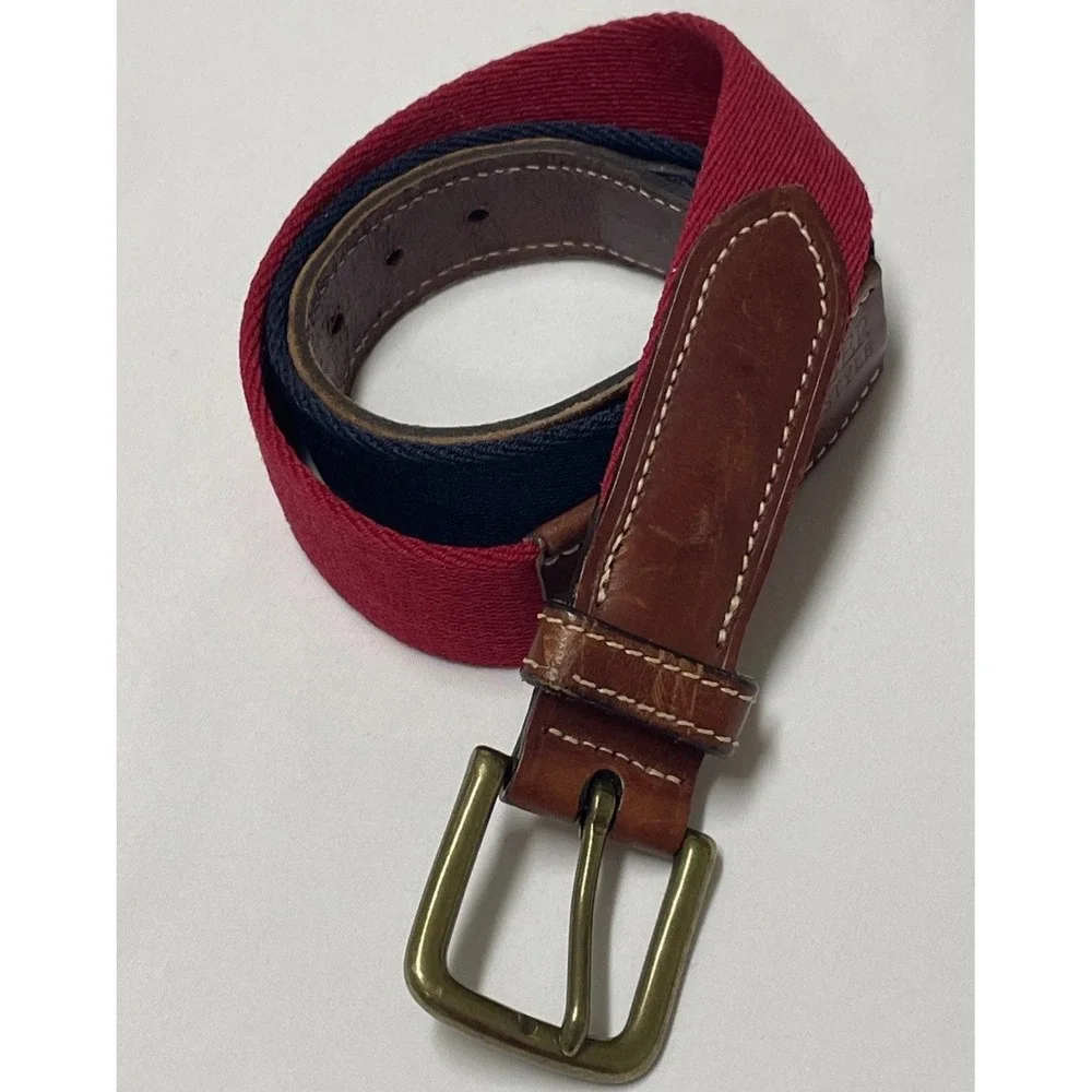Vintage 90s Tommy Hilfiger Belt ‎ Red Blue Authentic Surplus Mens Size 34 USA